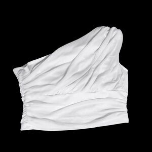 SHEIN White One-Shoulder Crop Top